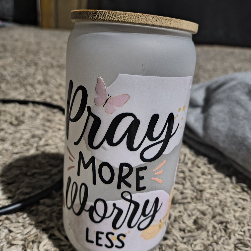 Inspirational Frosted Jar with Bamboo Lid